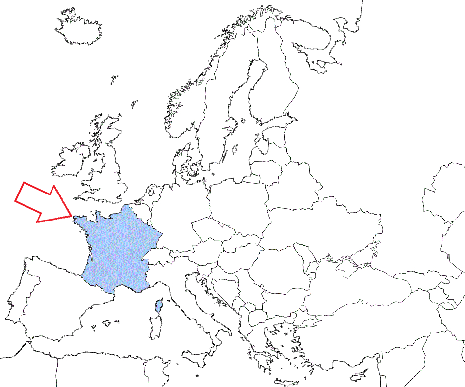 Mapa de Europa y situación de Francia